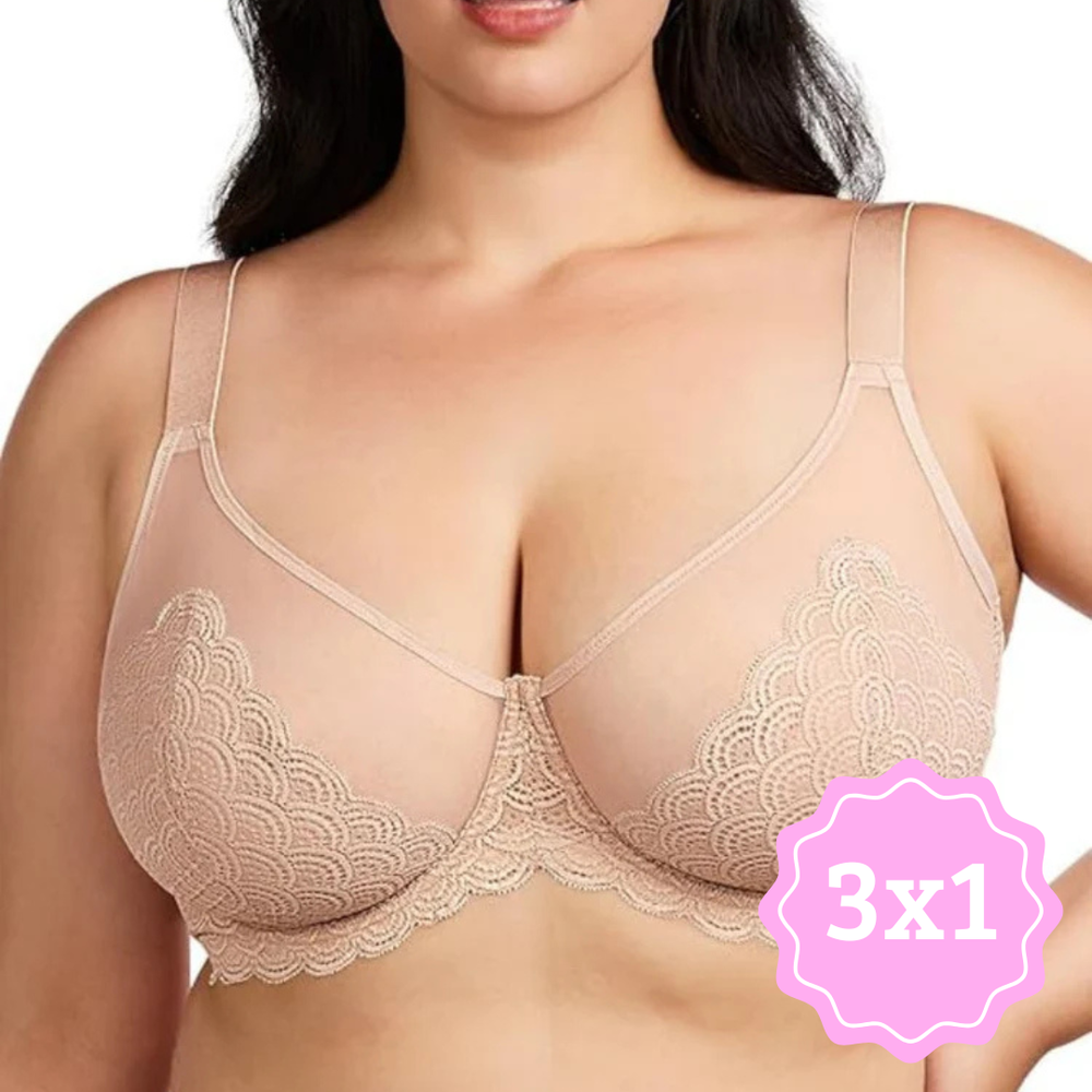 Sujetador sexy de encaje transparente 3x1